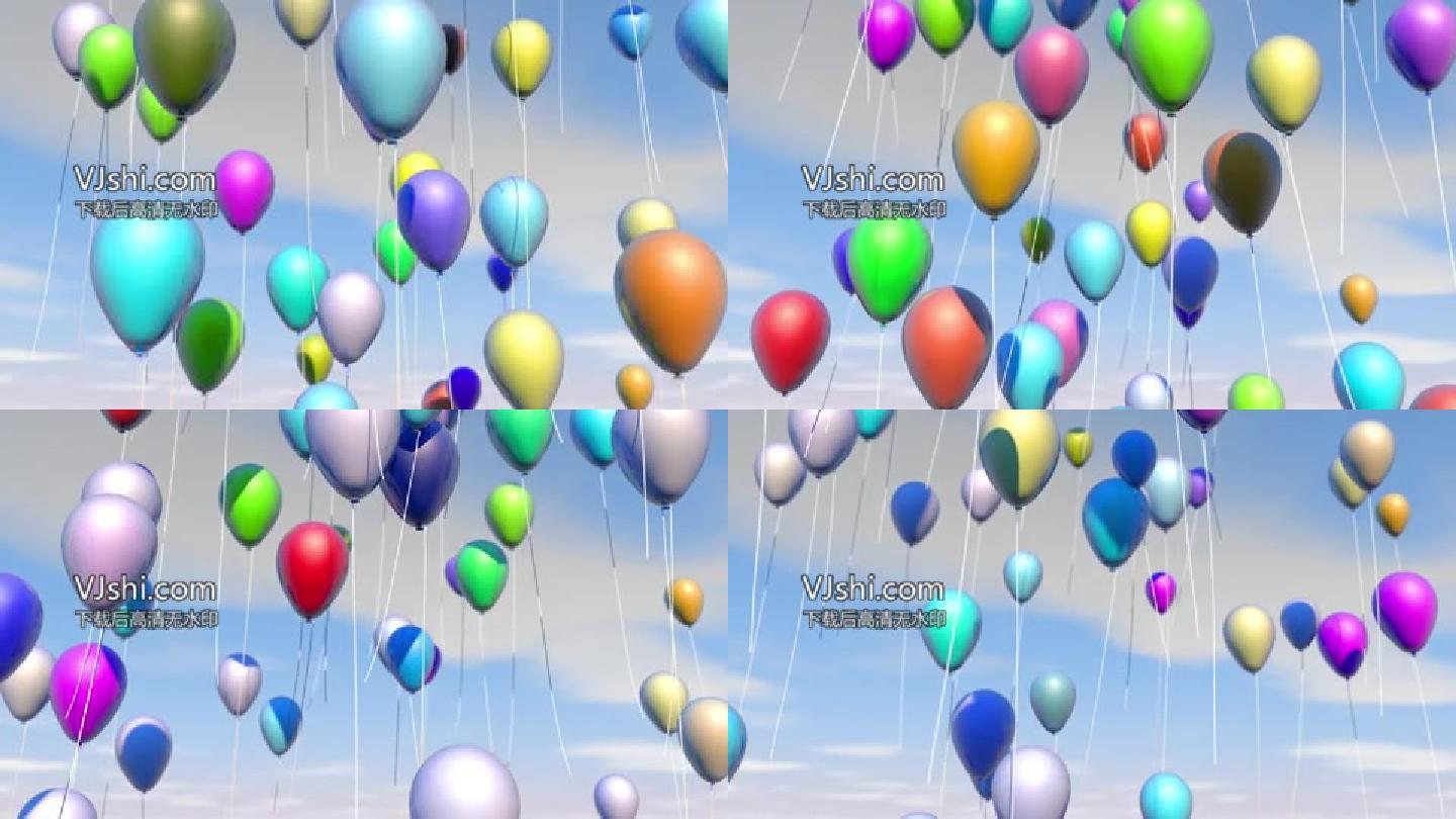 C4D模板-彩色气球缓慢上升