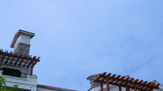 高清实拍蓝天西班牙高端欧式别墅洋楼酒店