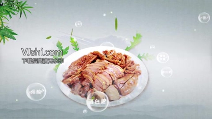 中国风水墨美食营养价值AE工程