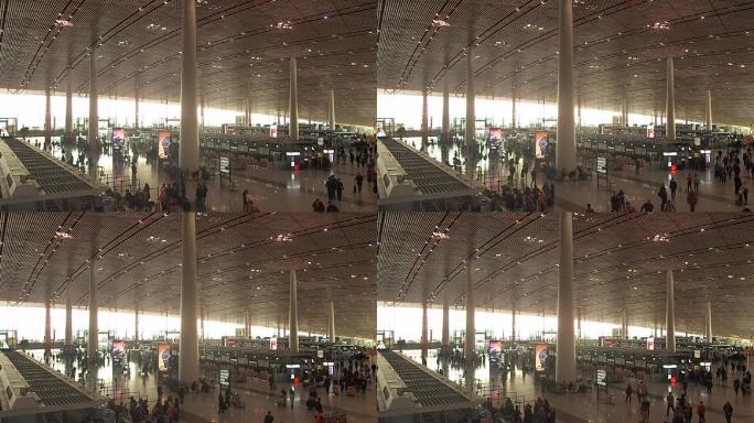 首都机场T3航站楼出发大厅人流延时摄影