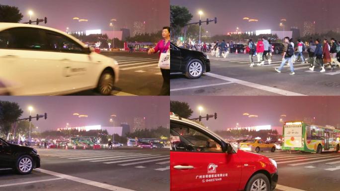 广州上下班红绿灯的密集人流2018012