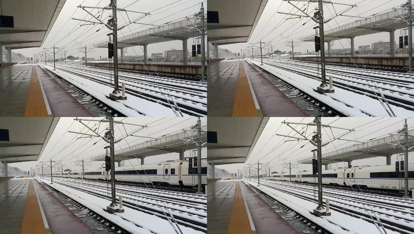 雪天高铁进站01