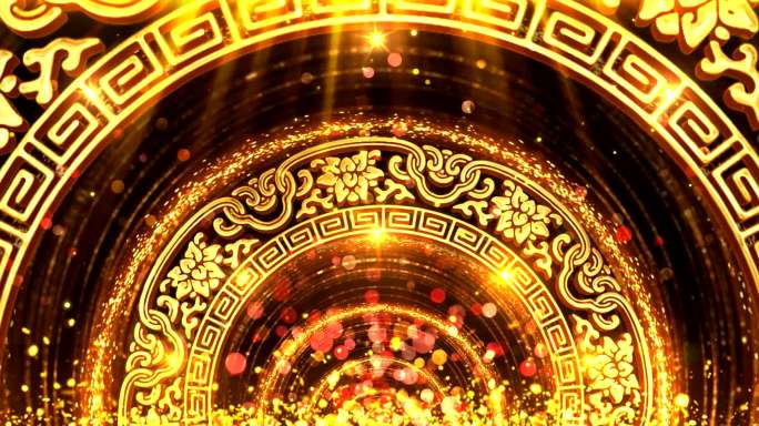 金色大气中国风拱门LED大屏幕