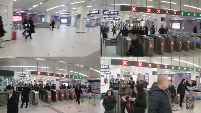 北京地铁刷卡闸机进出站人流升格慢动作3