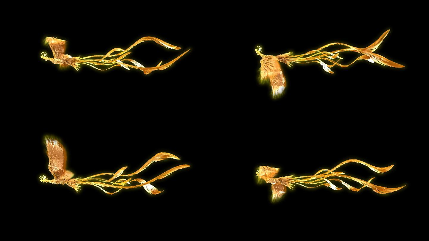 金色凤凰（侧面）透明通道+无限循环