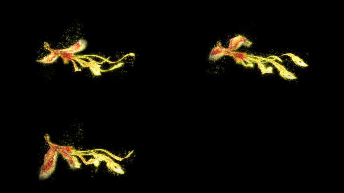金色粒子凤凰（45度仰视）透明通道+循环