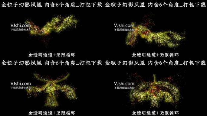 粒子幻影凤凰6角度素材包透明通道+无限循