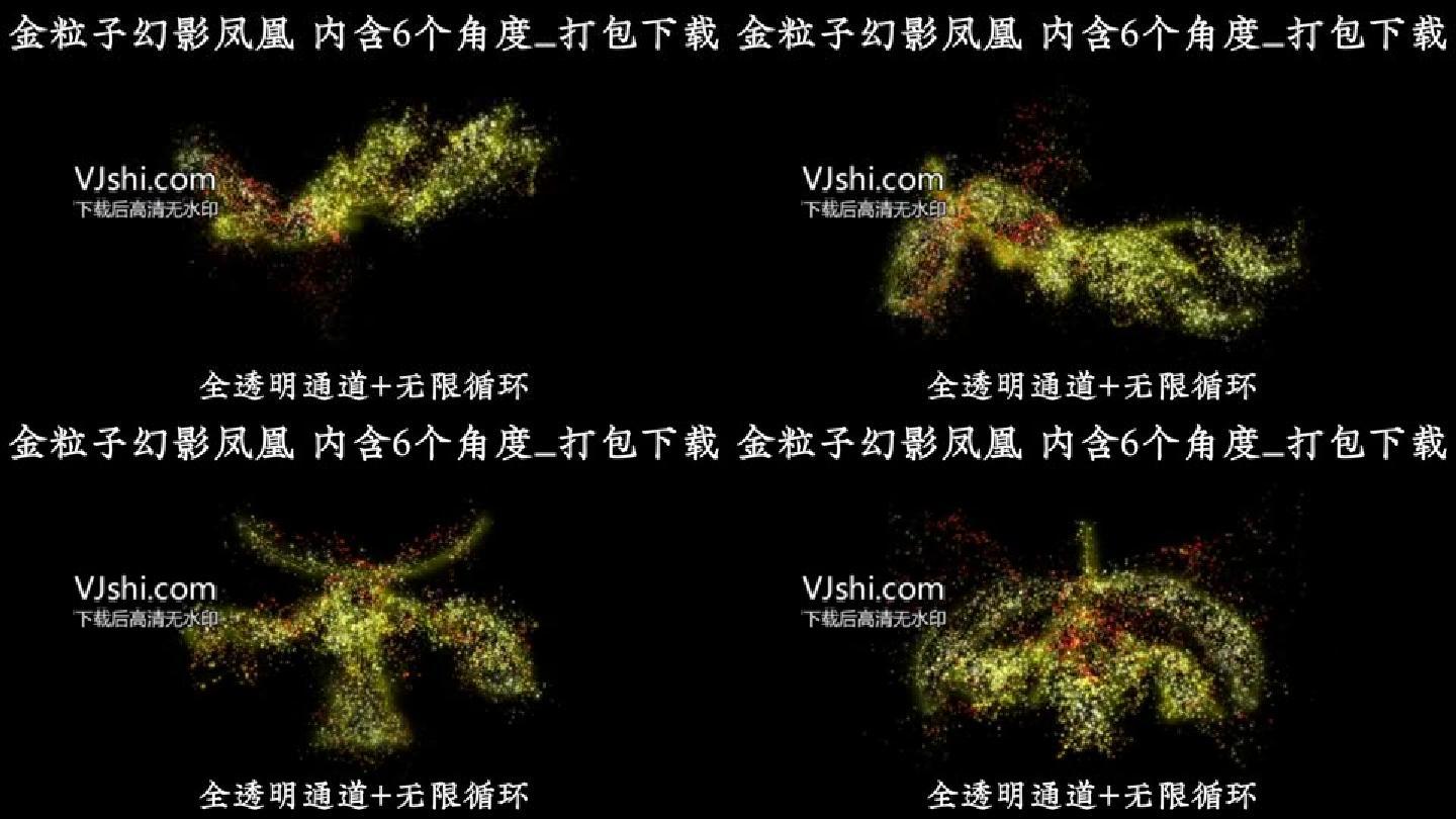 粒子幻影凤凰6角度素材包透明通道+无限循