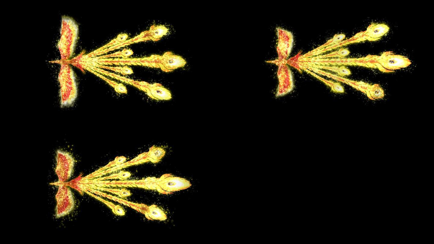 金色粒子凤凰（俯视）透明通道+无限循环