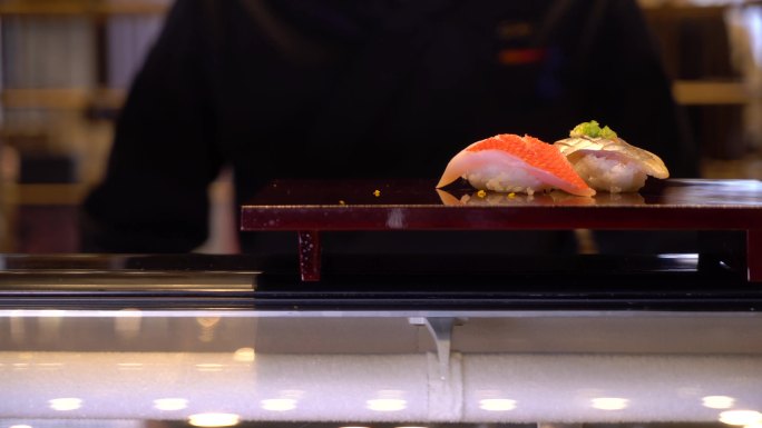寿司刺身手工三文鱼美食日料4K视频素材
