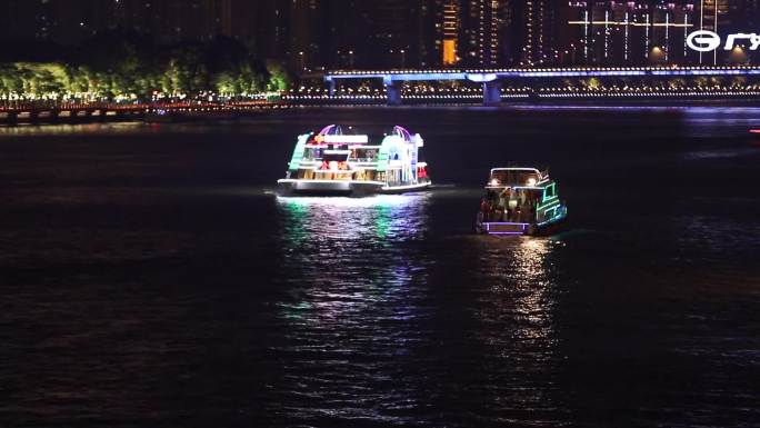 广州珠江游船海心沙夜景