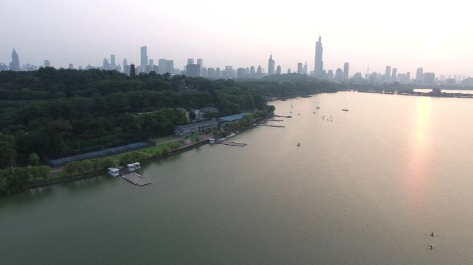 南京玄武湖风景航拍城市宣传片