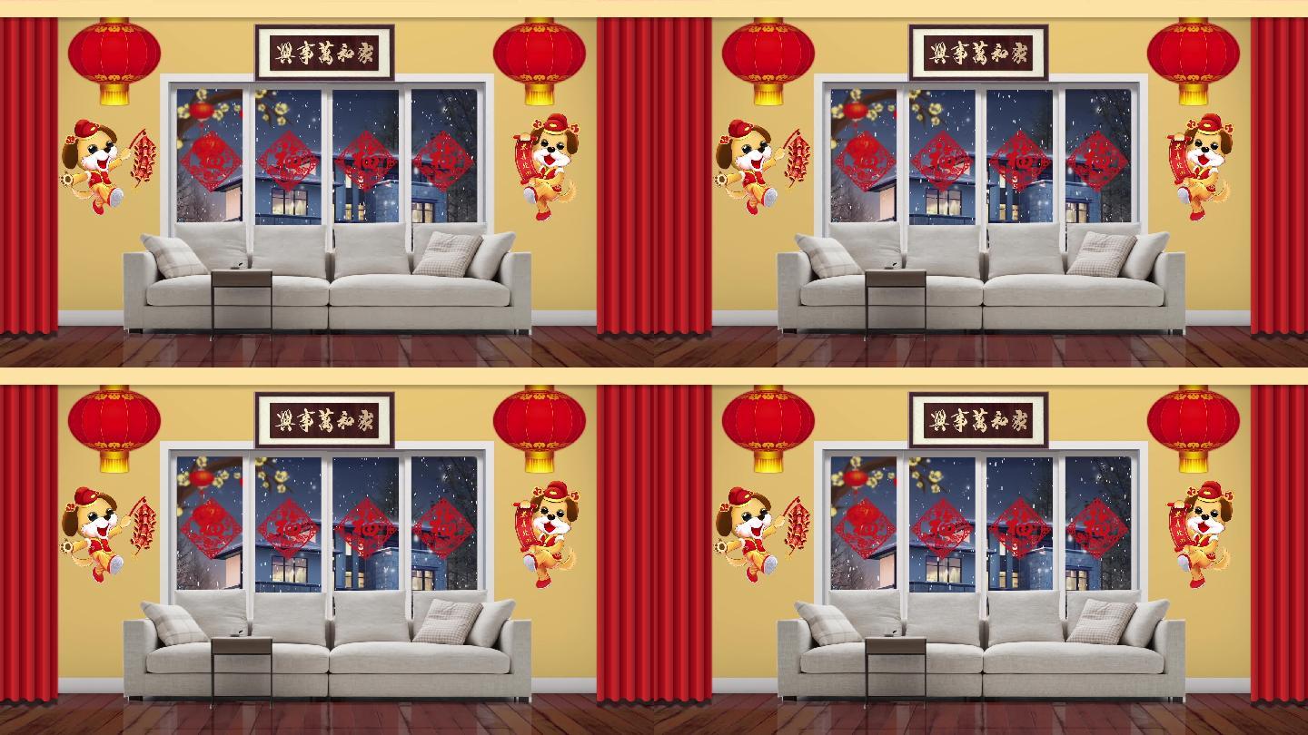 春节新年过年小品家庭室内场景
