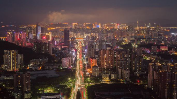 珠海拱北车流夜景延时摄影