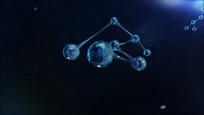 唯美科技蓝色水珠水分子化学元素DNA动画