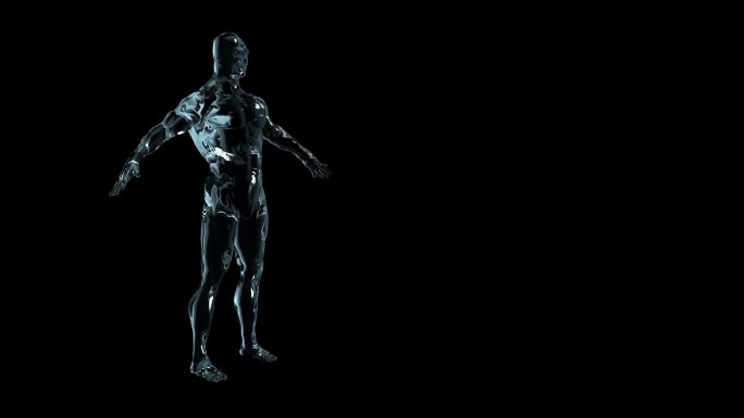 带通道人体模型水材质三维动画展示