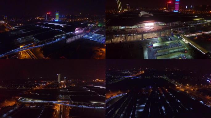 广州南站航拍西面北面（夜景）原创视频
