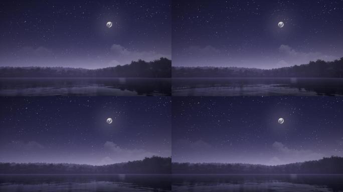湖面夜景月色