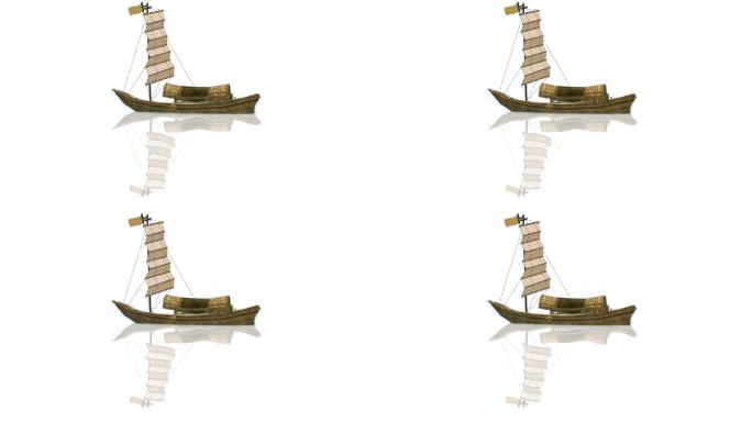 水墨船古代船透明通道+无限循环