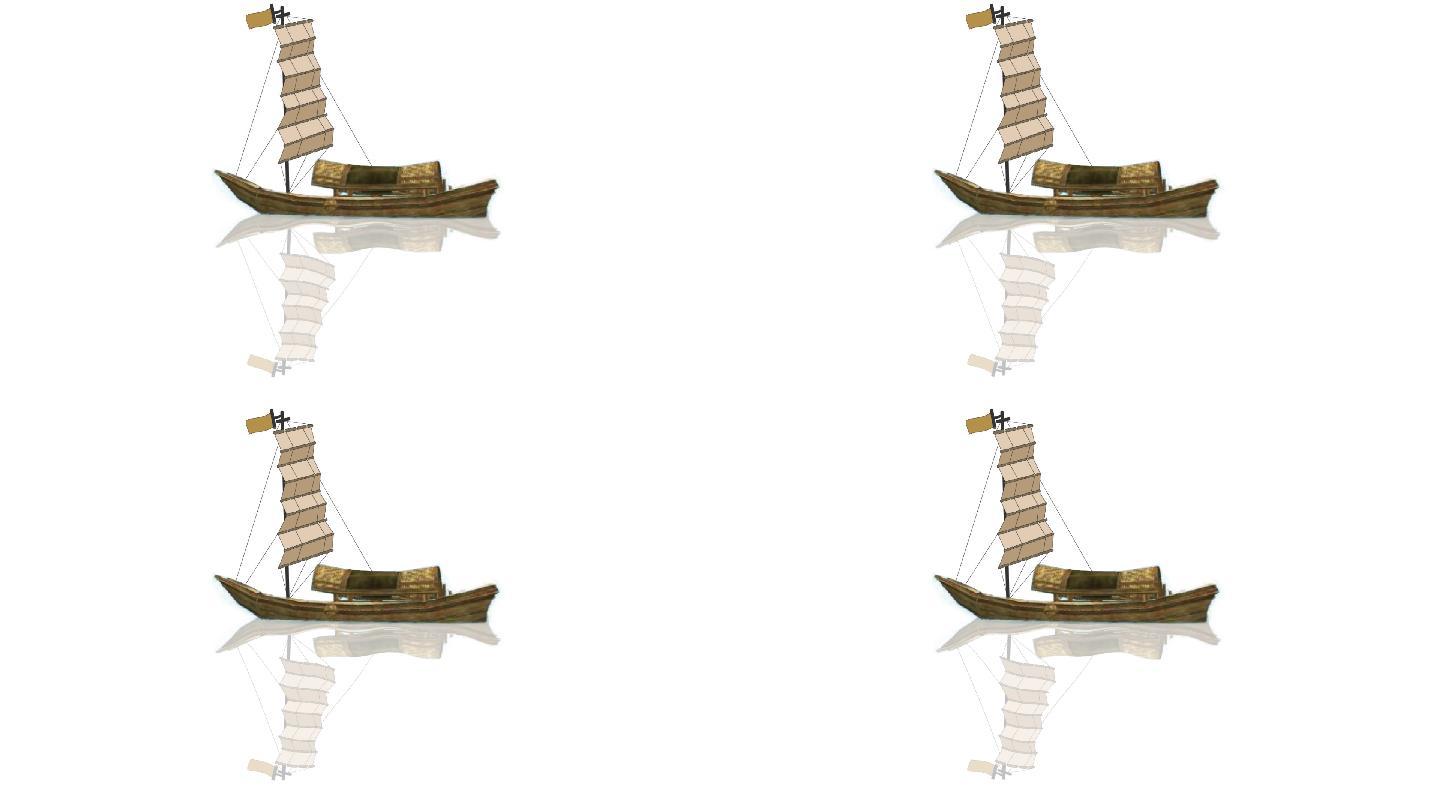 水墨船古代船透明通道+无限循环
