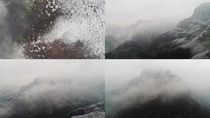 太行山一边雨一边雪的雾海云海奇观
