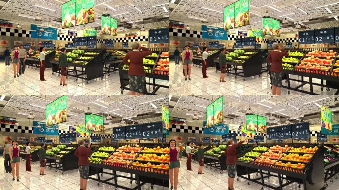 超市购物三维动画视频素材