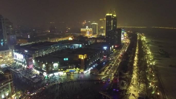哈尔滨航拍正月十五中央大街
