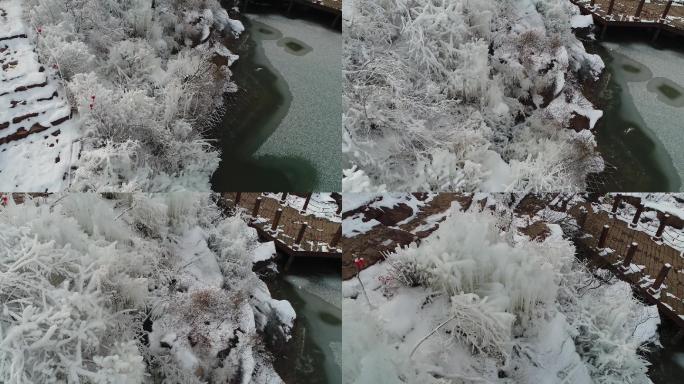 航拍洛阳七彩大峡谷冰雪1