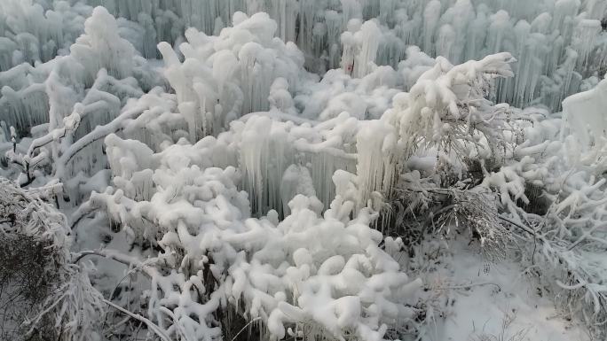 航拍洛阳七彩大峡谷冰雪12