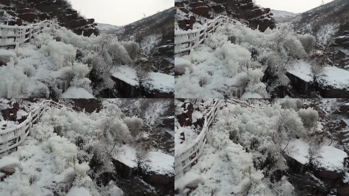 航拍洛阳七彩大峡谷冰雪4