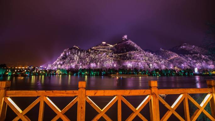 贵州安顺虹山湖夜景延时摄影