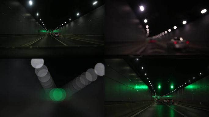 隧道、城市隧道、隧道开车、开车听音乐