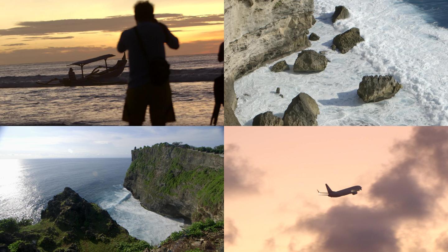 巴厘岛实拍高清海边海浪夕阳逐格