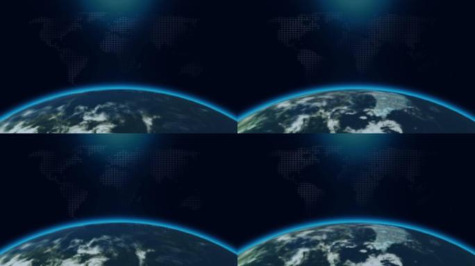 地球世界地图蓝色科技背景
