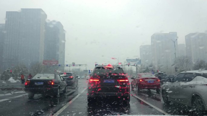 北京三月下雪天驾车拍摄01