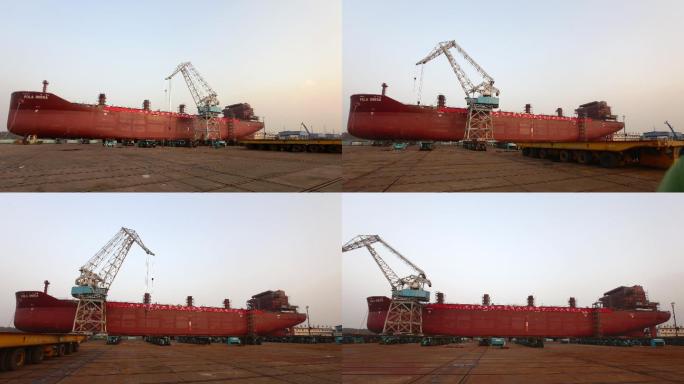 造船厂船舶生产工业生产延时摄影