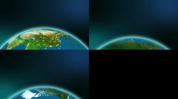 三维动画制作地球含有中国铁路线路网