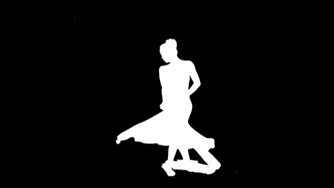 女性剪影舞蹈绿屏抠像素材带通道