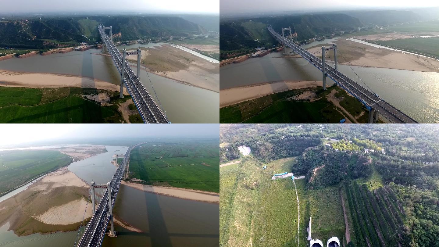 郑州宏伟大气的桃花峪黄河大桥航拍高清视频