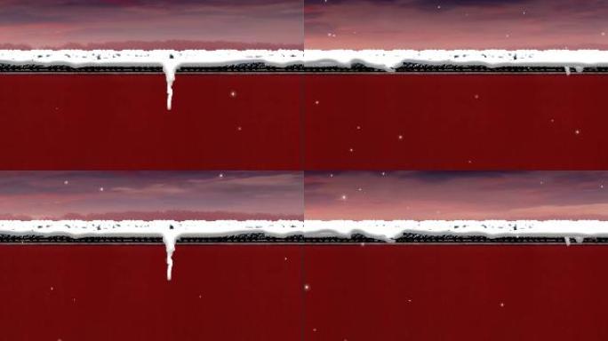 红色大院雪景围墙