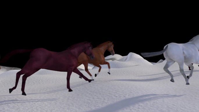 冬天雪景奔跑的马群TGA