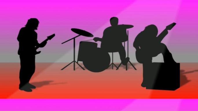 乐队表演剪影动画背景（可循环）