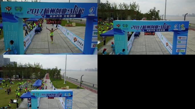 马拉松航拍马拉松跑步运动浙江