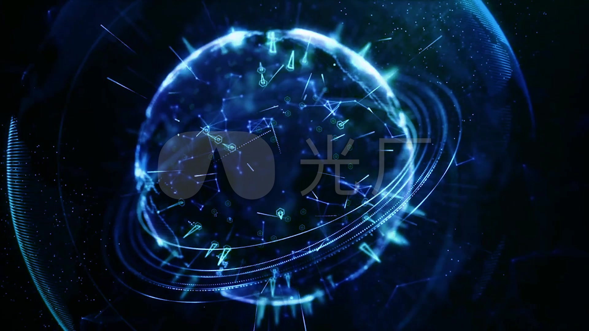 蓝色全息地球数据背景片头专用全球化时代_1920x1080_高清视频素材