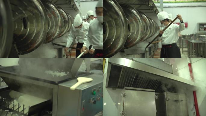 食品快餐生产中央厨房厨师操作实景