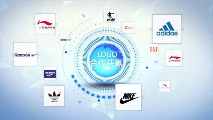 科技宣传片点线连接企业合作标志演绎AE模