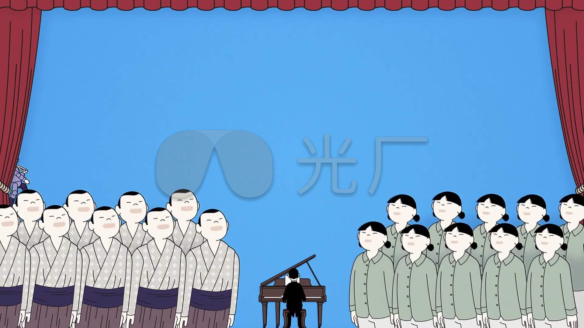 卡通版合唱演唱_1920x1080_高清视频素材下载(编号:2432139)_舞台背景