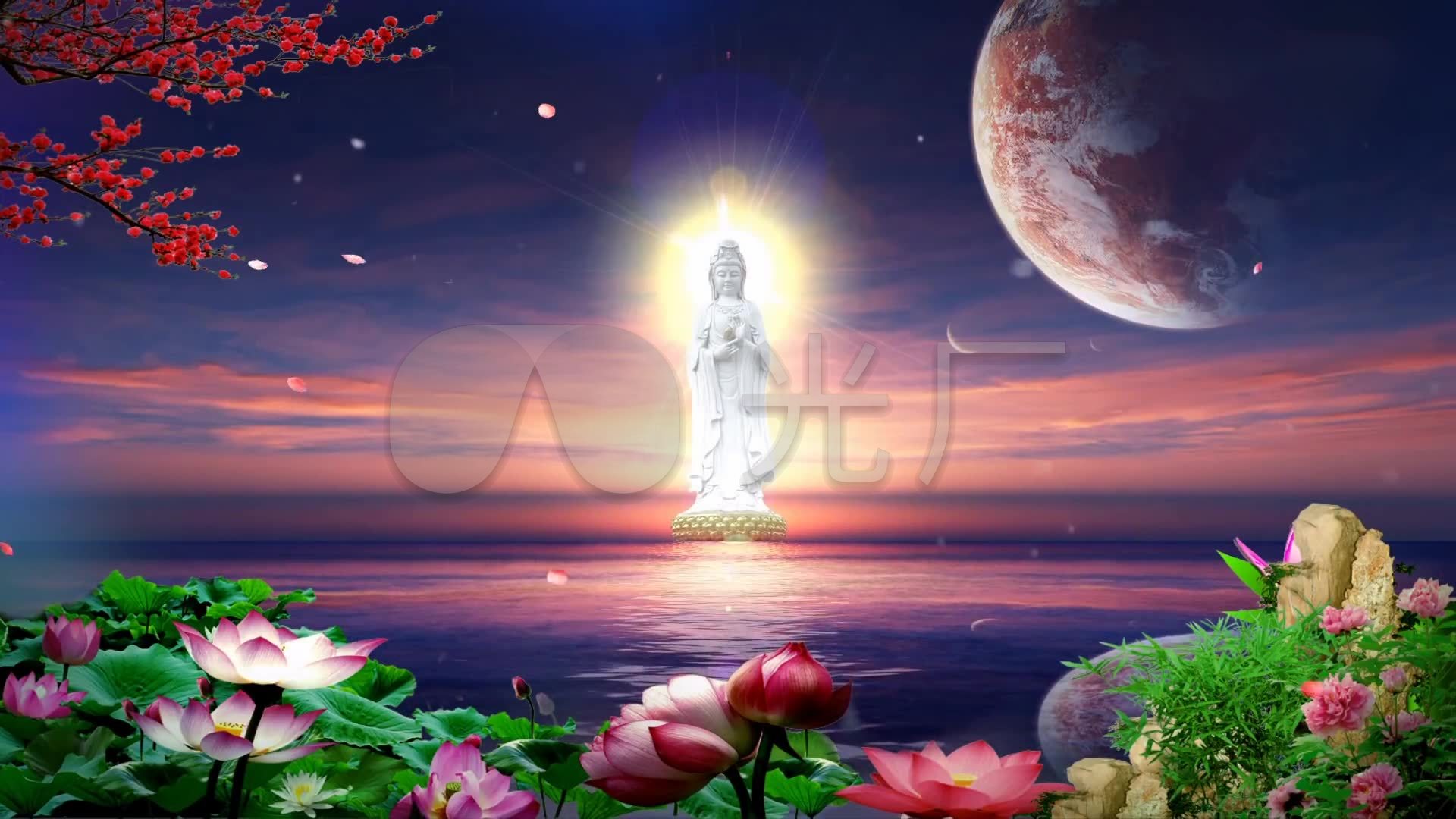 南无阿弥陀佛李娜佛教音乐配乐成品_1920x1080_高清视频素材下载(编号