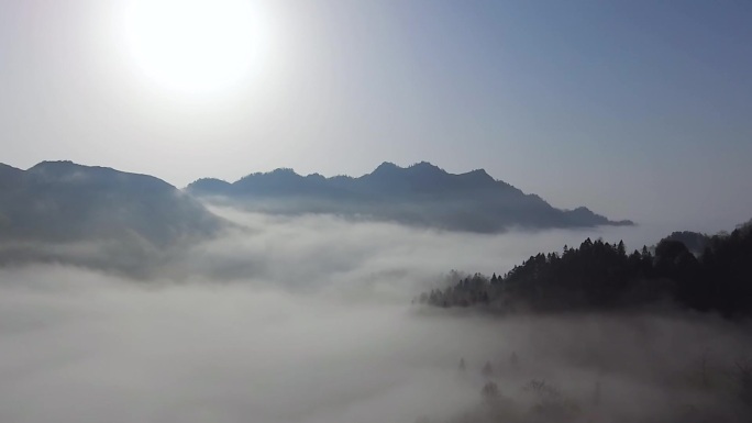 航拍贵州遵义山村清晨美景