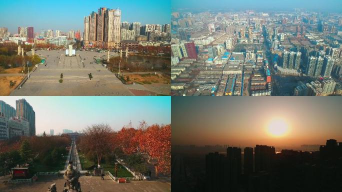 4K航拍陕西省咸阳市城市风景